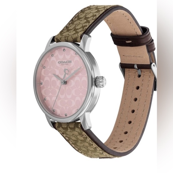 Coach Accessories - COACH Pink Dial Brown Logo Watch